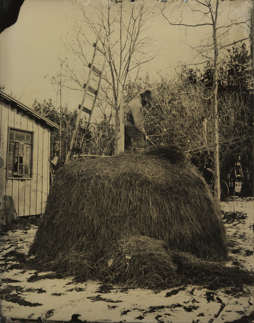 
		                					John Coffer		                																	
																											<i>Pitching Hay off the Hay Stack,</i>  
																																								2008, 
																																								tintype, 
																																								24 x 20 inches 
																								
		                				