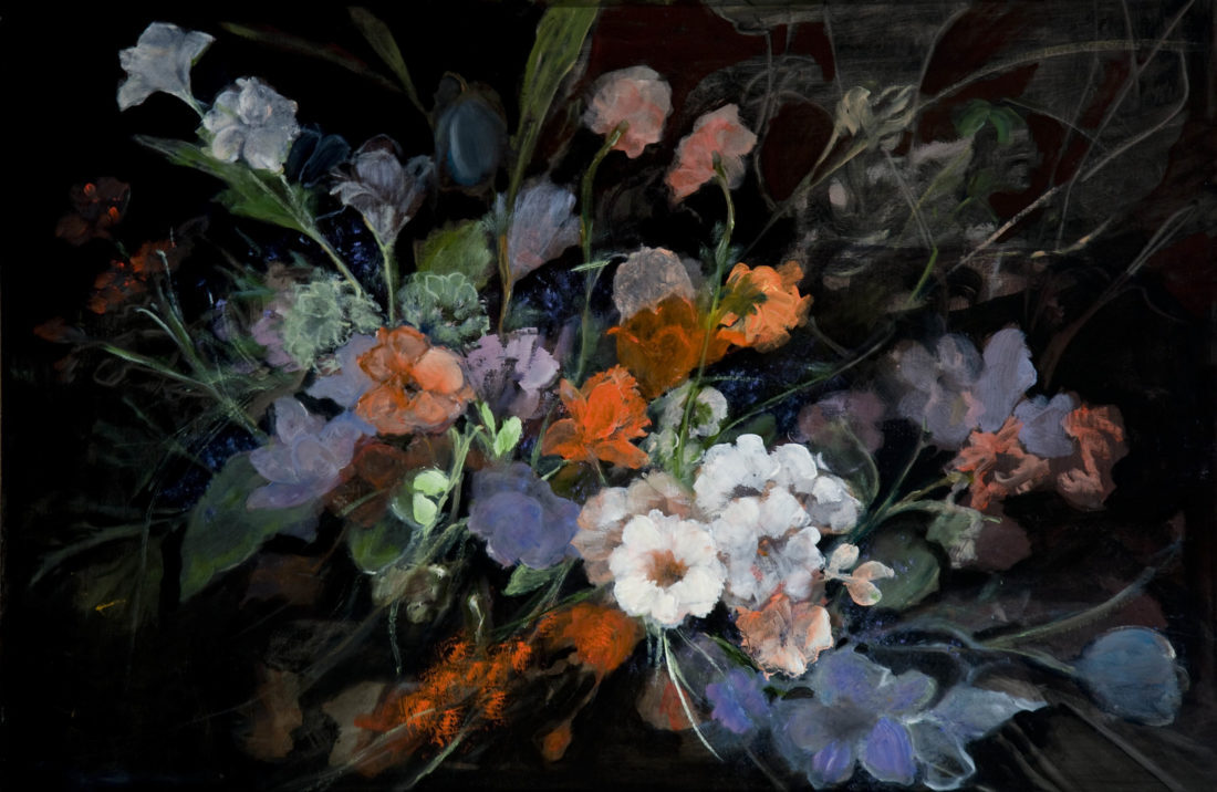 
		                					Clarice Smith		                																	
																											<i>Dark Floral,</i>  
																																																					oil on canvas, 
																																								24 x 36 inches 
																								
		                				