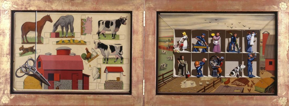 
		                					Gary Erbe		                																	
																											<i>Happy Farm (Diptych),</i>  
																																								1983, 
																																								oil on canvas, 
																																								14 1/4 x 38 3/4 inches 
																								
		                				