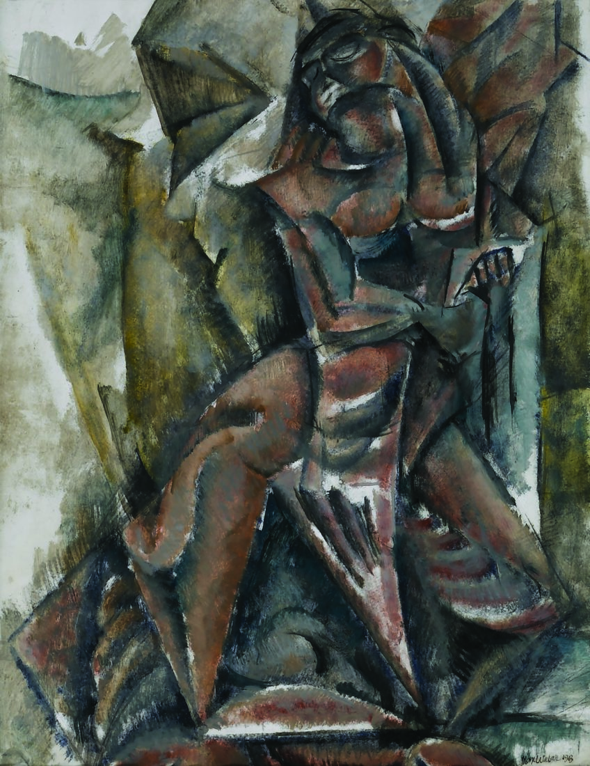
		                					Max Weber		                																	
																											<i>Dancer,</i>  
																																								1913, 
																																								oil on paper mounted on canvas, 
																																								24 1/2 x 18 1/2 inches 
																								
		                				