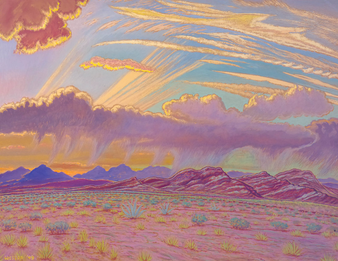 
		                					Harold Weston		                																	
																											<i>Desert Shower,</i>  
																																								1949, 
																																								gouache on paper, 
																																								19 3/4 x 25 3/4 inches 
																								
		                				