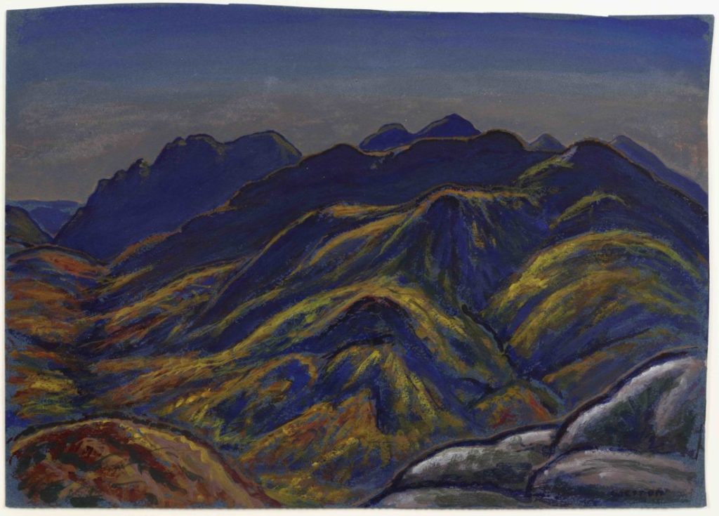 Landscape painting of mountains, Hopkins from Spread Eagle by Harold Weston