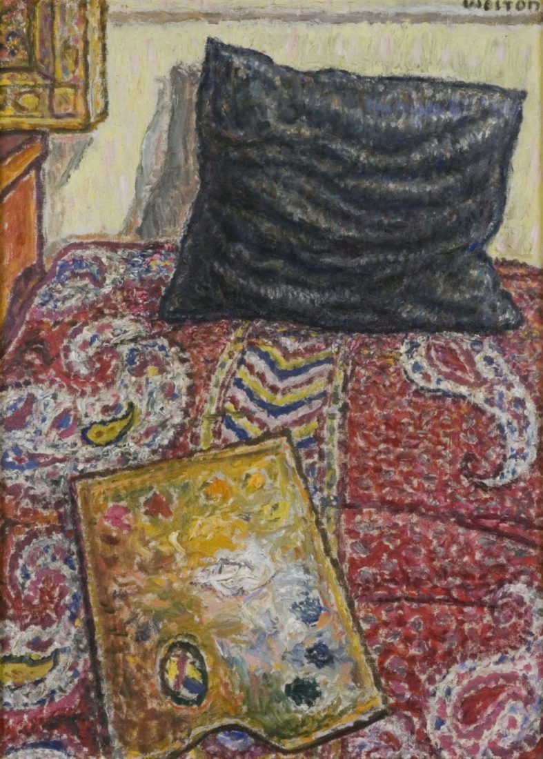 
		                					Harold Weston		                																	
																											<i>Palette on Couch,</i>  
																																								1931-32, 
																																								oil on canvas, 
																																								22 1/8 x 16 1/8 inches 
																								
		                				