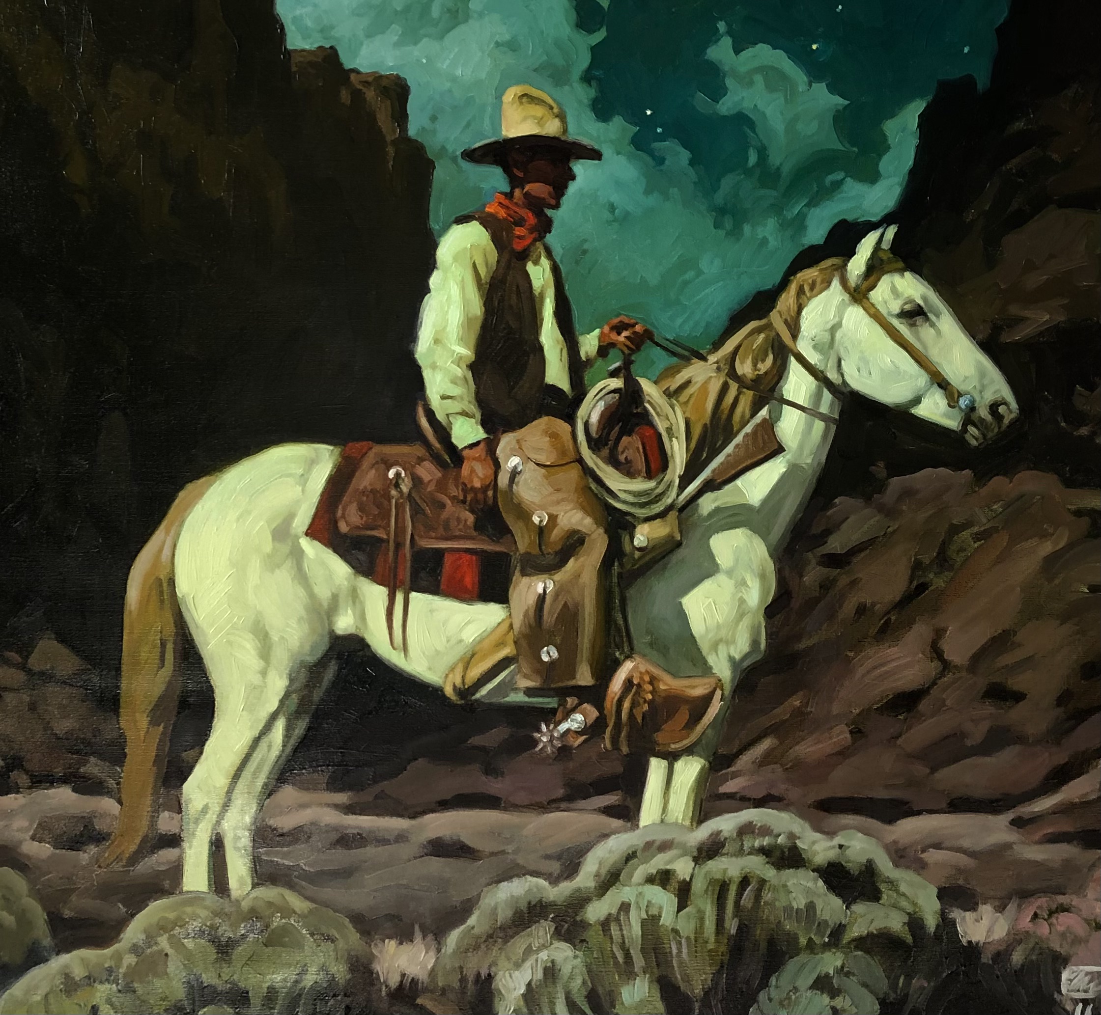 
		                					Michael Cassidy		                																	
																											<i>Canyon Land Nocturne,</i>  
																																																					oil on linen, 
																																								41 x 40 inches 
																								
		                				
