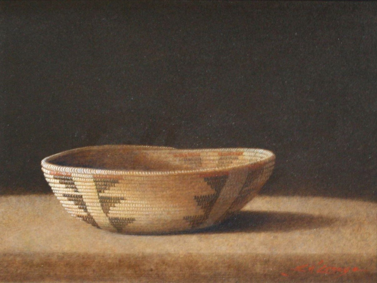 
		                					Elizabeth Wadleigh Leary		                																	
																											<i>Old Indian Basket,</i>  
																																																					acrylic on panel, 
																																								8 3/4 x 11 1/2 inches 
																								
		                				
