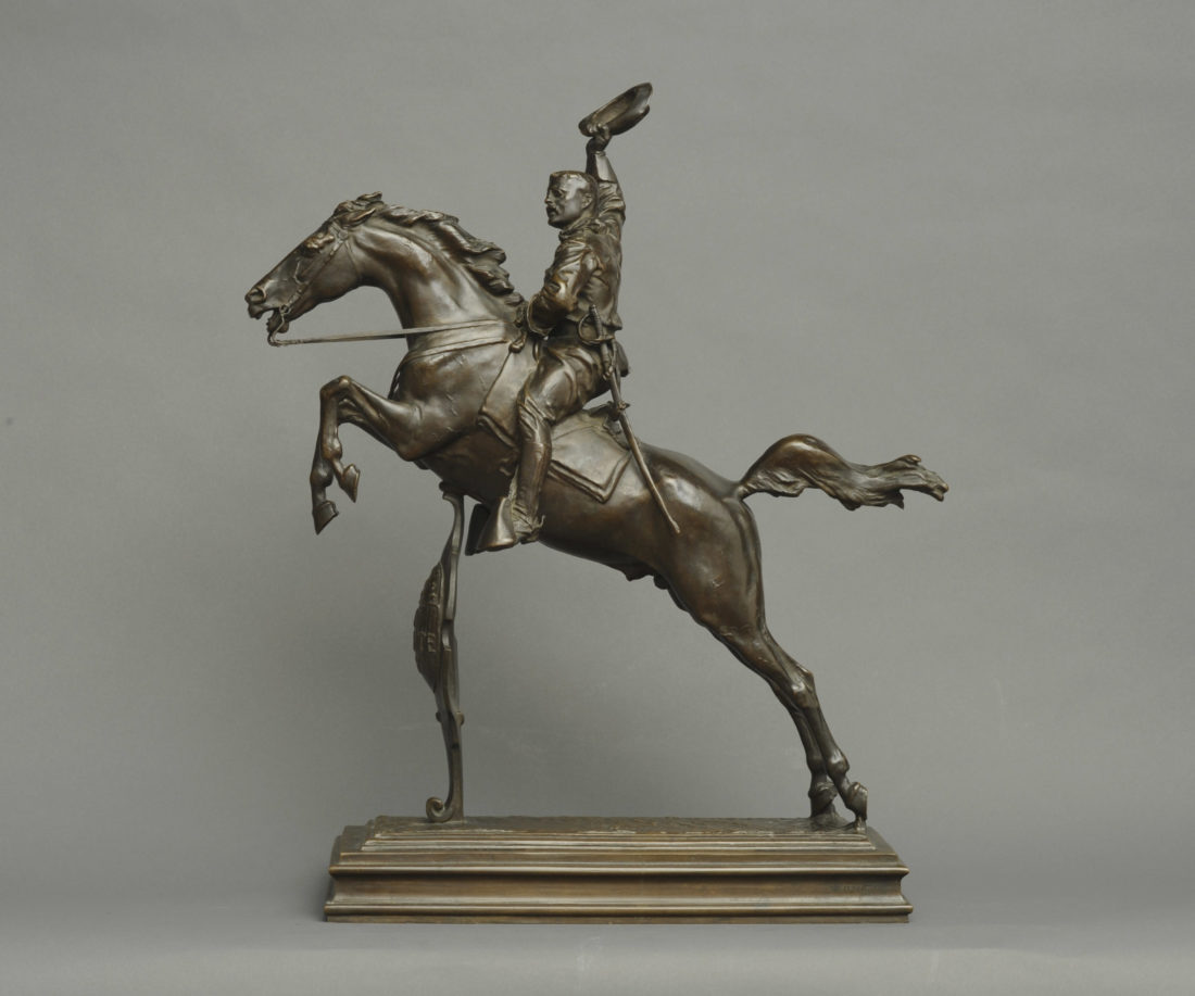 
		                					Frederick William MacMonnies		                																	
																											<i>Theodore Roosevelt on Horseback,</i>  
																																								1905, 
																																								bronze, 
																																								25 1/2 x 21 1/2 inches 
																								
		                				