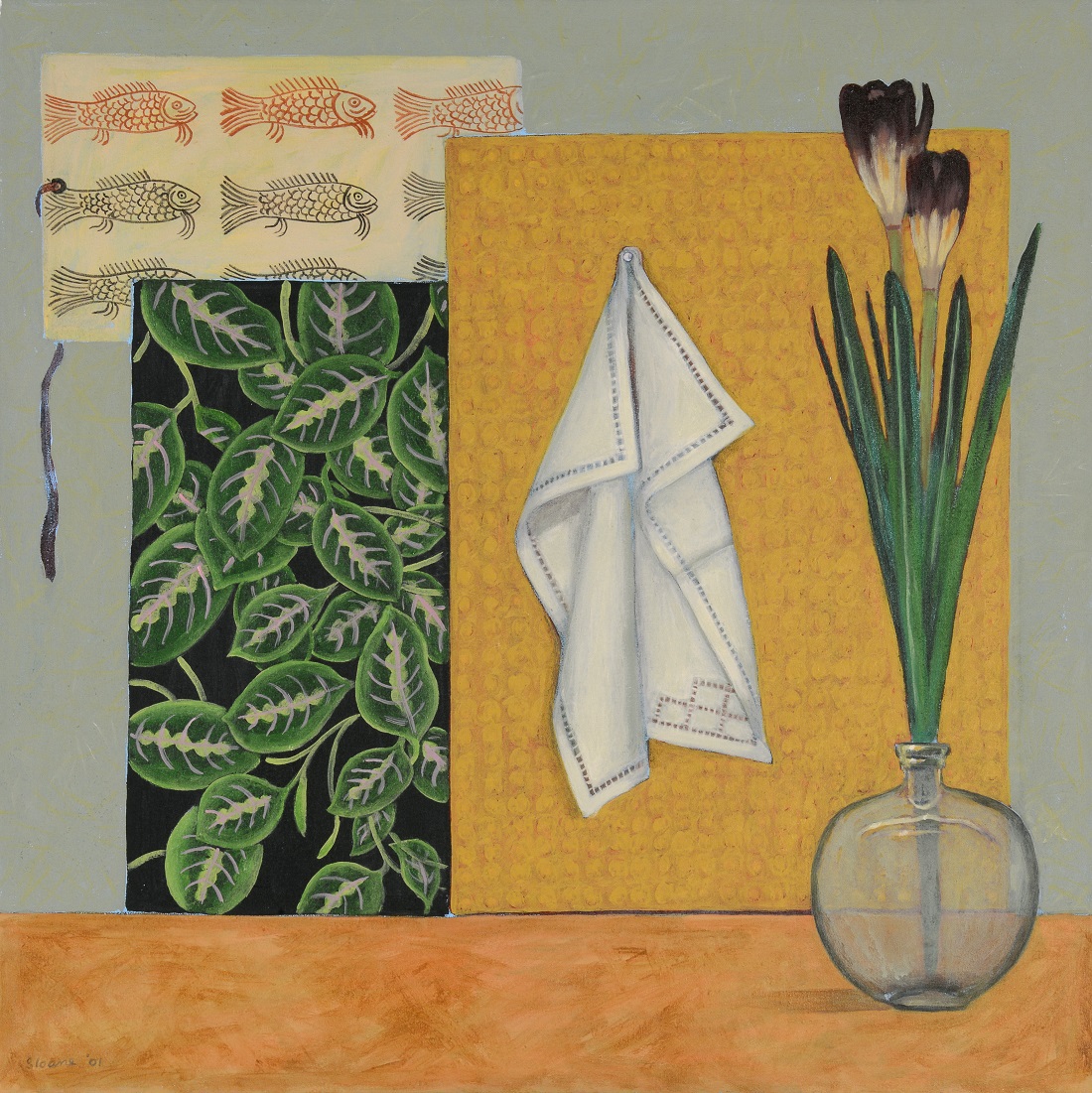 
		                					Phyllis Sloane		                																	
																											<i>Still Life with Napkin,</i>  
																																								2001, 
																																								acrylic on canvas, 
																																								32 x 32 inches 
																								
		                				