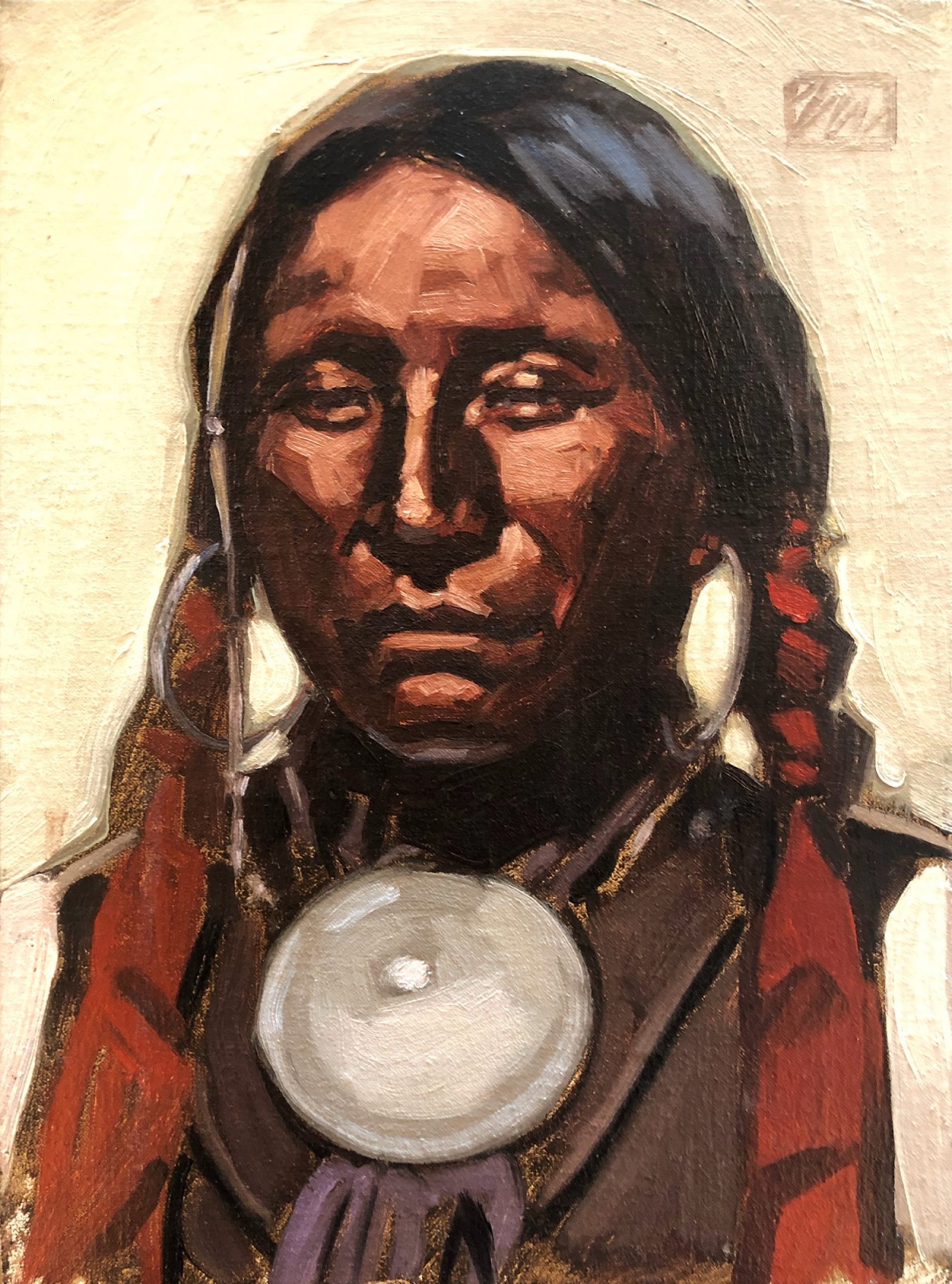 
		                					Michael Cassidy		                																	
																											<i>Cheyenne,</i>  
																																																					oil on linen, 
																																								12 x 9 inches 
																								
		                				