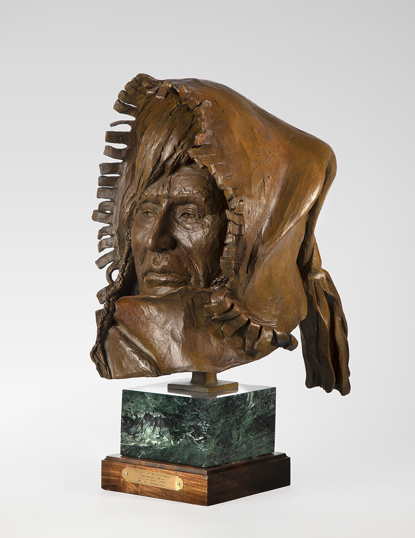 
		                					Richard Greeves		                																	
																											<i>Absaroka Man, edition of 30,</i>  
																																								2005, 
																																								bronze, 
																																								18 ½ x 8 ½ x 12 ½ inches  
																								
		                				