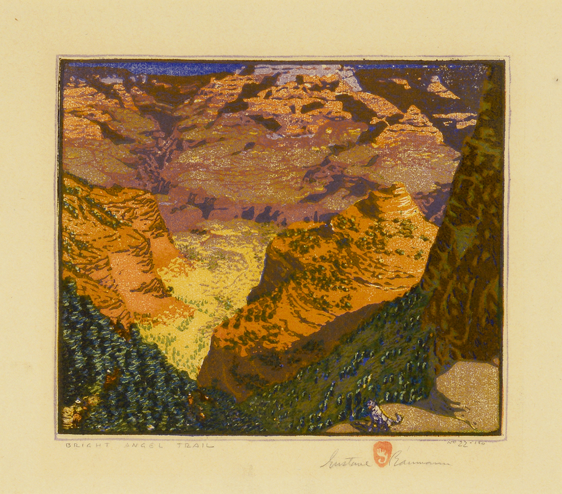 

											Gustave Baumann</b>

											<em>
												Selected Works</em> 

											<h4>
												January 24 – December 31, 2020											</h4>

		                																																													<i>Bright Angel Trail,</i>  
																																								1921, 
																																								edition of 120, woodblock print, 
																																								9 ½ x 11 ¼ inches 
																								
		                				