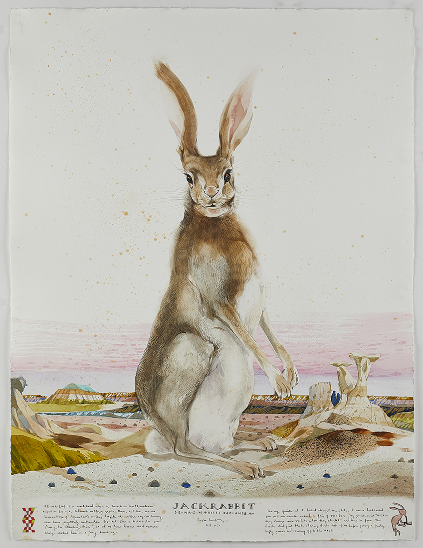 
							

									Scott Kelley									Jackrabbit, De-Na-Zin, Bisti Badlands, NM 2019 – 2020									watercolor, ink, gouache and graphite on paper, 40 x 30 inches									


							