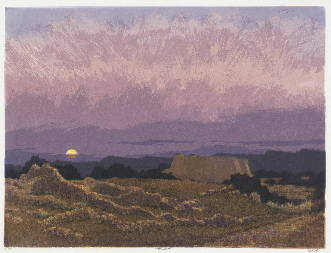 
		                					Leon Loughridge		                																	
																											<i>Pecos Sunrise,</i>  
																																																					serigraph print, edition of 22, 
																																								17 ¾ x 24 inches 
																								
		                				