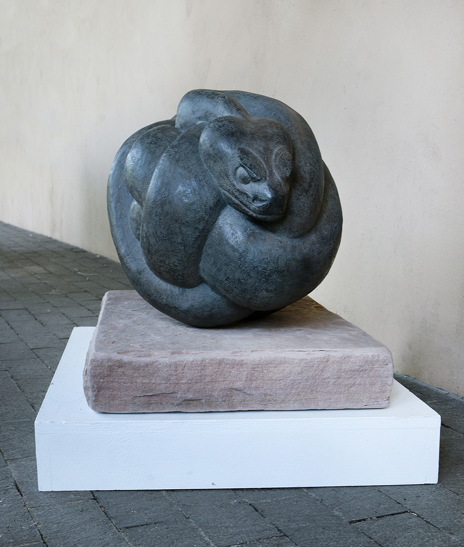 
		                					Steve Kestrel		                																	
																											<i>Rattle Me Naught, edition of 15,</i>  
																																																					bronze, 
																																								20 x 27 x 18 ½ inches 
																								
		                				