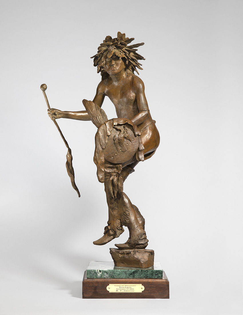 
		                					Richard Greeves		                																	
																											<i>Teton Lakota Dancer, edition of 30,</i>  
																																								2013, 
																																								bronze, 
																																								24 ¾ x 11 ½ x 6 ½ inches 
																								
		                				