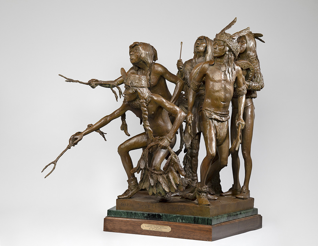 
		                					Richard Greeves		                																	
																											<i>Yankton Sioux Grass Dancers, edition of 30,</i>  
																																								2004, 
																																								bronze, 
																																								24 x 28 x 20 inches 
																								
		                				