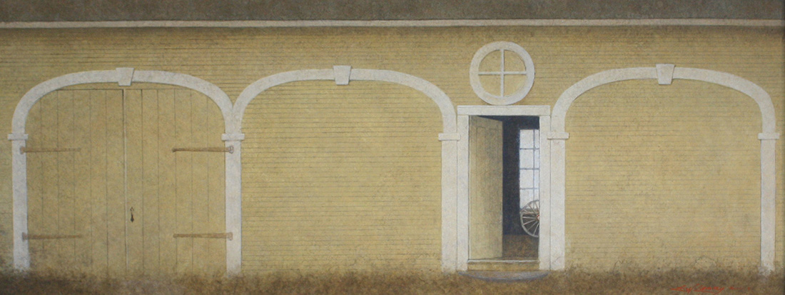 
		                					Elizabeth Wadleigh Leary		                																	
																											<i>Yellow Carriage House, 1810, Kennebunk, Maine,</i>  
																																								2013, 
																																								acrylic on panel, 
																																								9 ⅜ x 24 ¼ inches 
																								
		                				