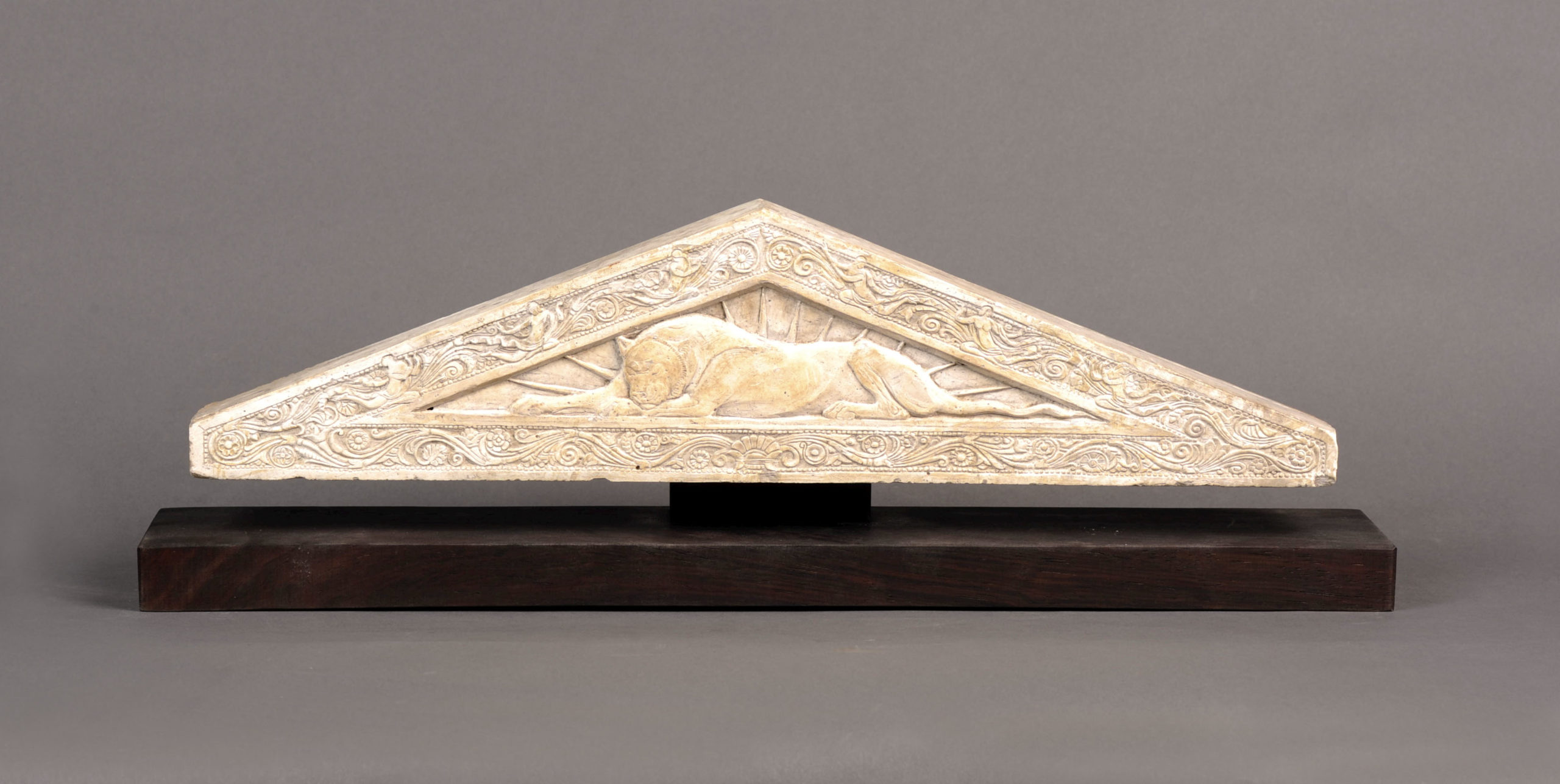 
		                					Paul Howard Manship		                																	
																											<i>Plaster Sketch-model for the John Pierpont Morgan Memorial Pediment,</i>  
																																								By Paul Howard Manship and Gaston Lachaise, ca. 1916, 
																																								plaster with patina, 
																																								3 1/2 x 15 3/4 inches 
																								
		                				