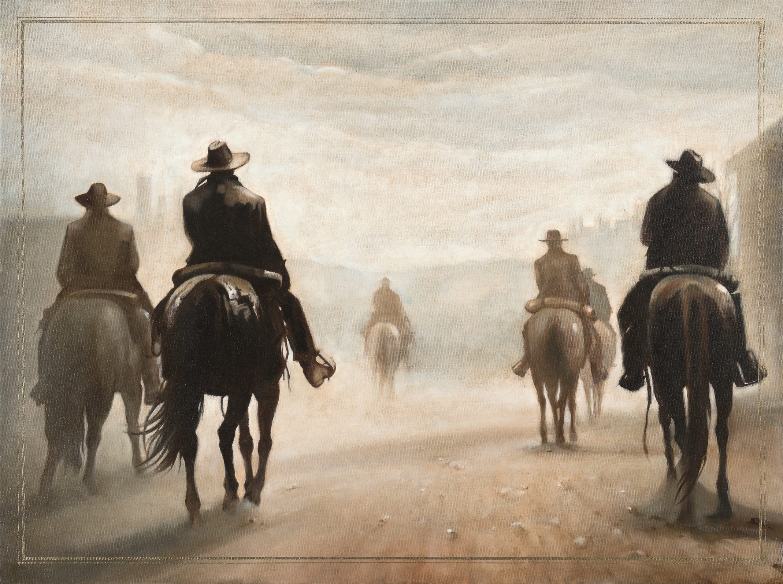 
		                					Patricia Beggins Magers		                																	
																											<i>The Posse,</i>  
																																																					oil on canvas, 
																																								30 x 40 inches 
																								
		                				