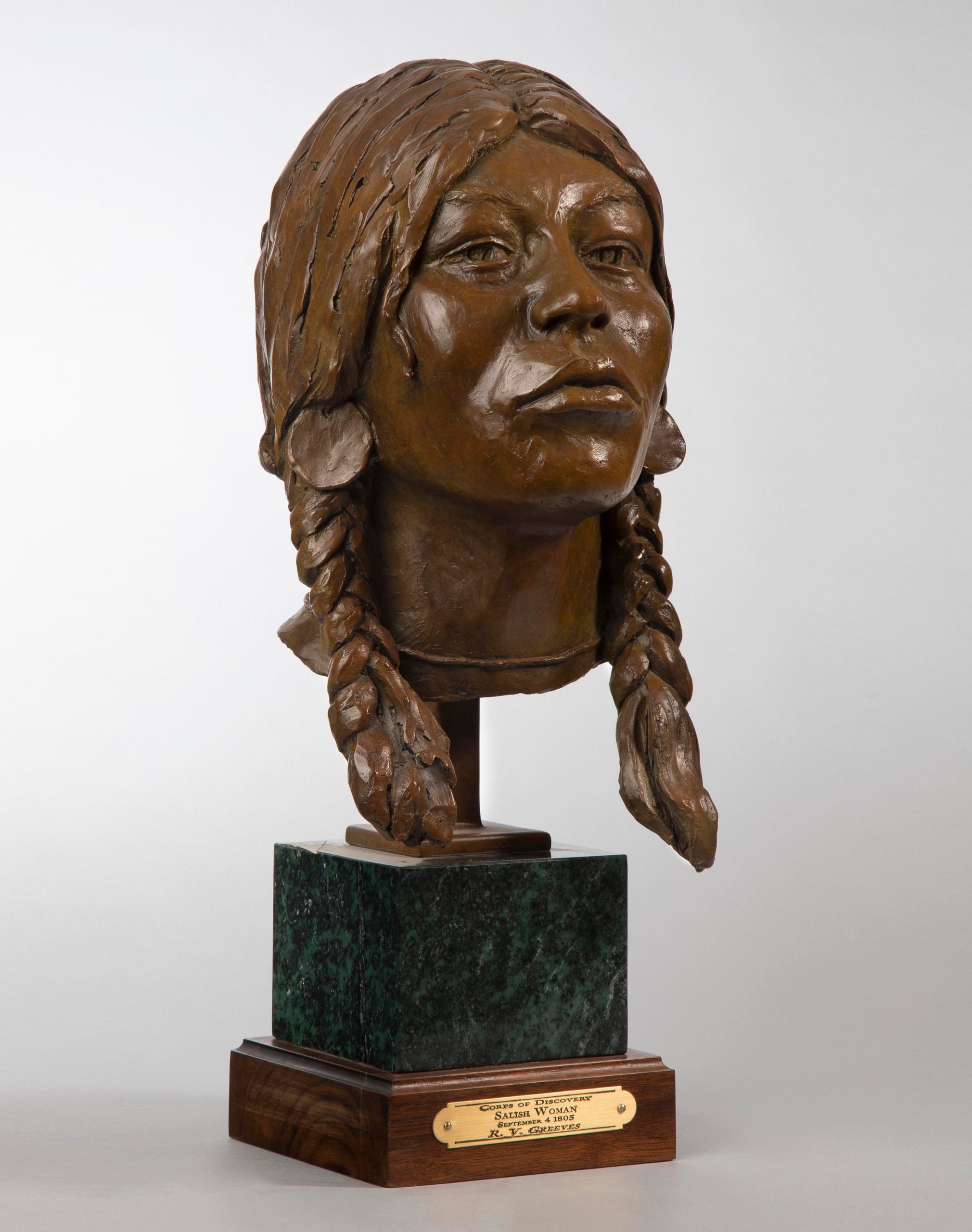 

											Richard V. Greeves </b>

											<em>
												 Lewis & Clark, Corp of Discovery, 1804-1806: The Native Peoples Lewis & Clark Encountered on their Epic Journey</em> 

											<h4>
												August 6 - October 30, 2021											</h4>

		                																																													<i>Salish Woman,</i>  
																																																					bronze, 
																																								17 x 7 x 6 inches 
																								
		                				
