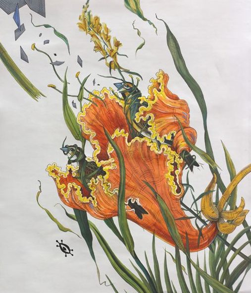 

											Penelope Gottlieb</b>

											<em>
												Penelope Gottlieb  New Works</em> 

											<h4>
												June 25 - July 24, 2021											</h4>

		                																																													<i>Spathodea campanulata,</i>  
																																																					acrylic and ink over a digital reproduction of an Audubon print, 
																																								13 3/8 x 11 3/8 inches 
																								
		                				