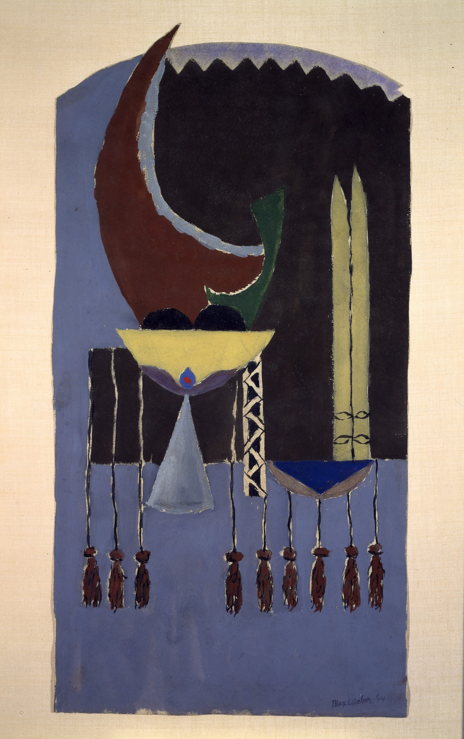 
							

									Max Weber									Abstract Tassels  1914									Gouache on paper, 22 x 11 1/4 inches									


							
