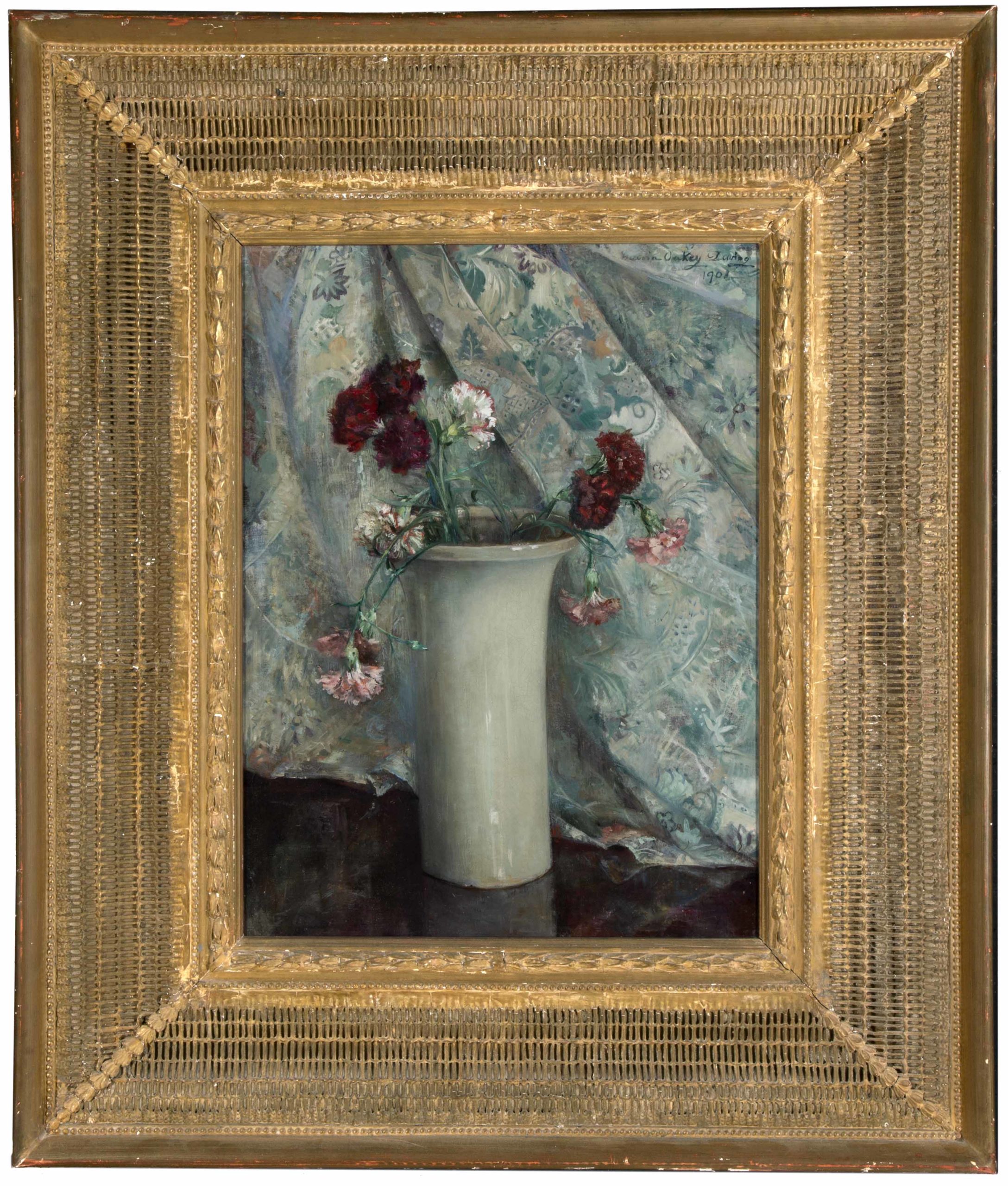 
							

									Maria Oakey Dewing									Carnations ( Carnations in a Satsuma Vase) ca. 1901									Oil on canvas<br />
In an original Stanford White frame									


							