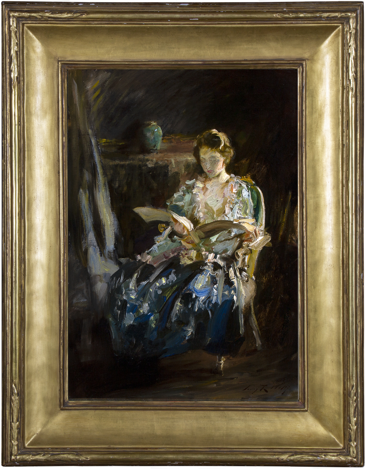 
							

									Irving R Wiles									Girl Reading 									Oil on canvas									


							