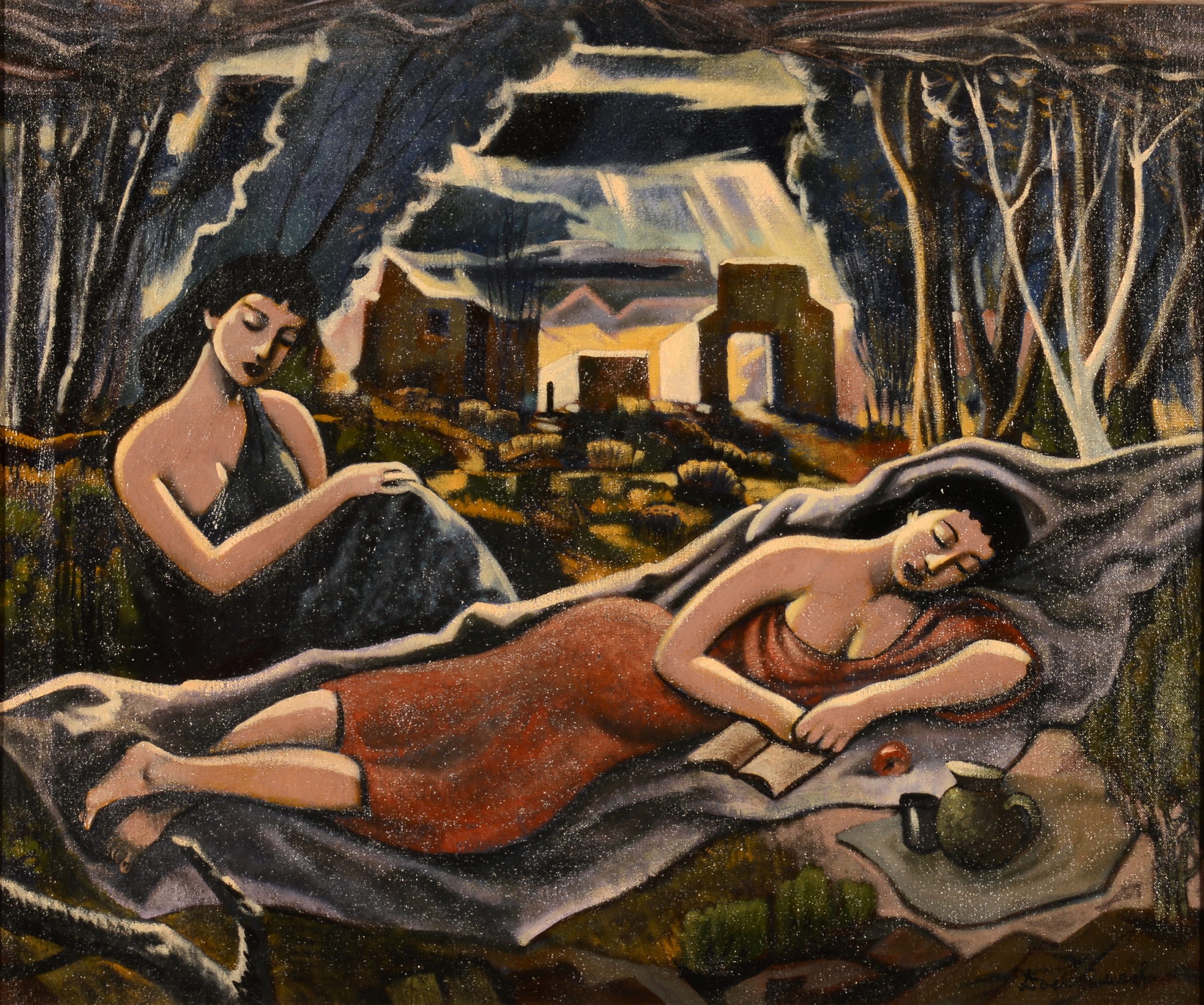 
		                					Doel Reed		                																	
																											<i>Evening Rest,</i>  
																																								c. 1940s, 
																																								oil on canvas, 
																																								25 x 30 inches 
																								
		                				