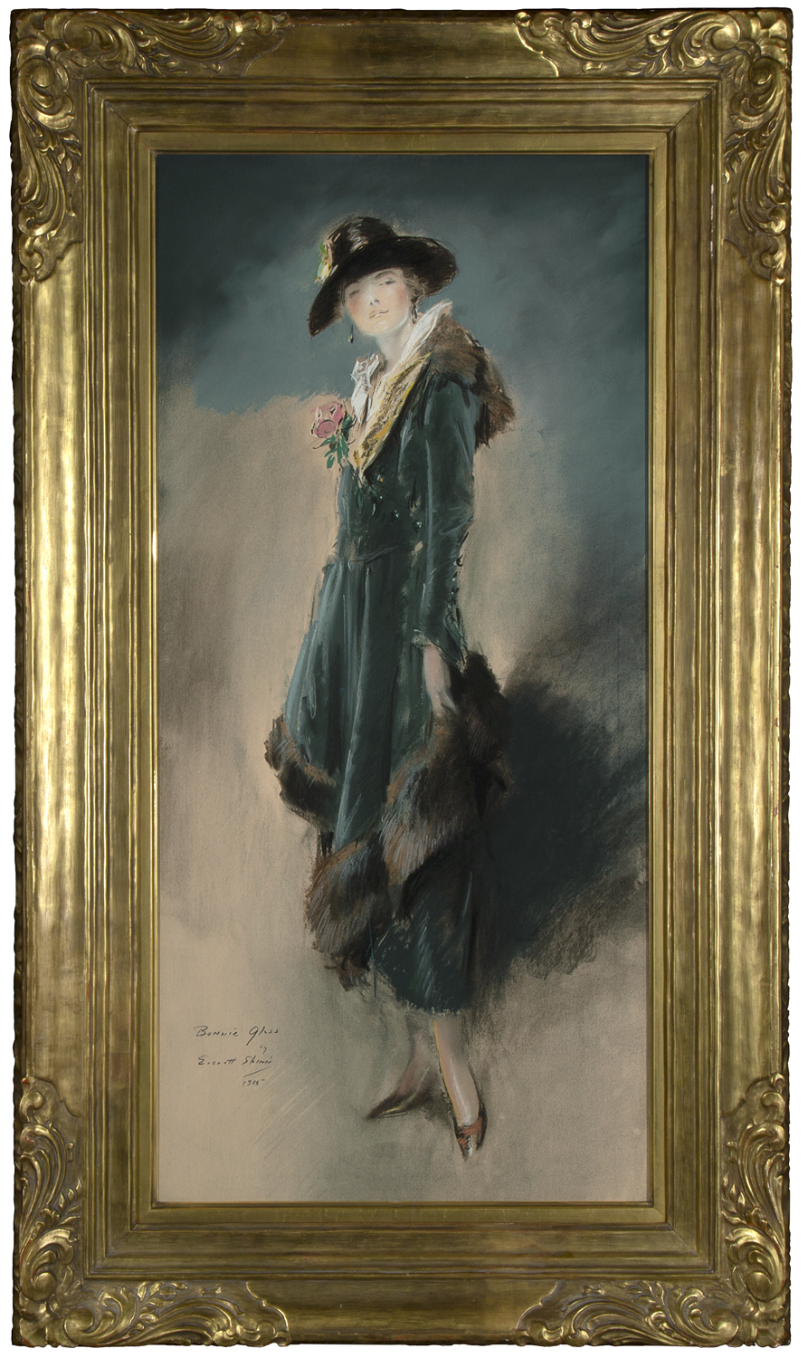 
		                					Everett Shinn 		                																	
																											<i>Bonnie Glass ,</i>  
																																								1915, 
																																								pastel on paper, 
																																								33 1/2 x 16 inches; 42 ½ X 25 inches (in period Thulin frame) 
																								
		                				