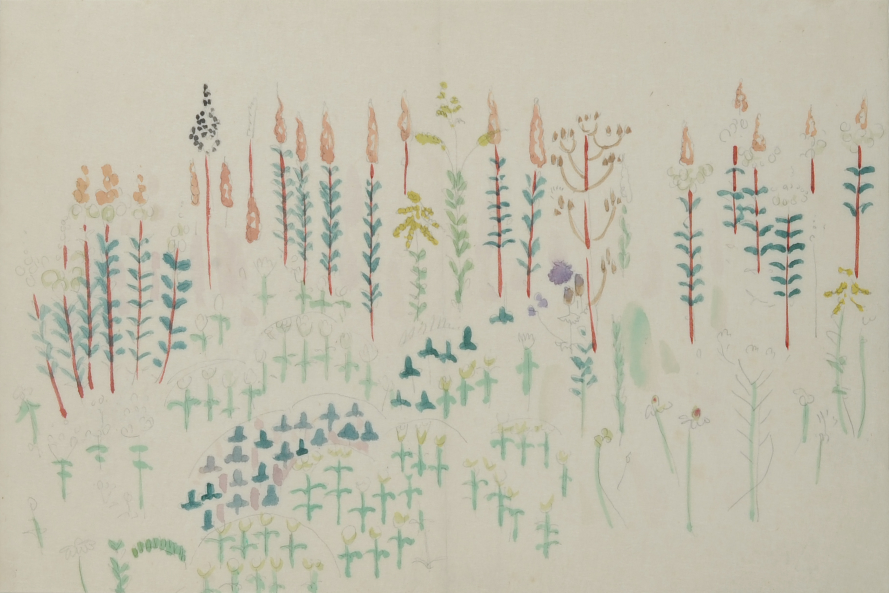 
							

									William Zorach									Field Full of Wild Flowers 1913									Watercolor on paper, 22 1/2 x 27 1/4 inches									


							