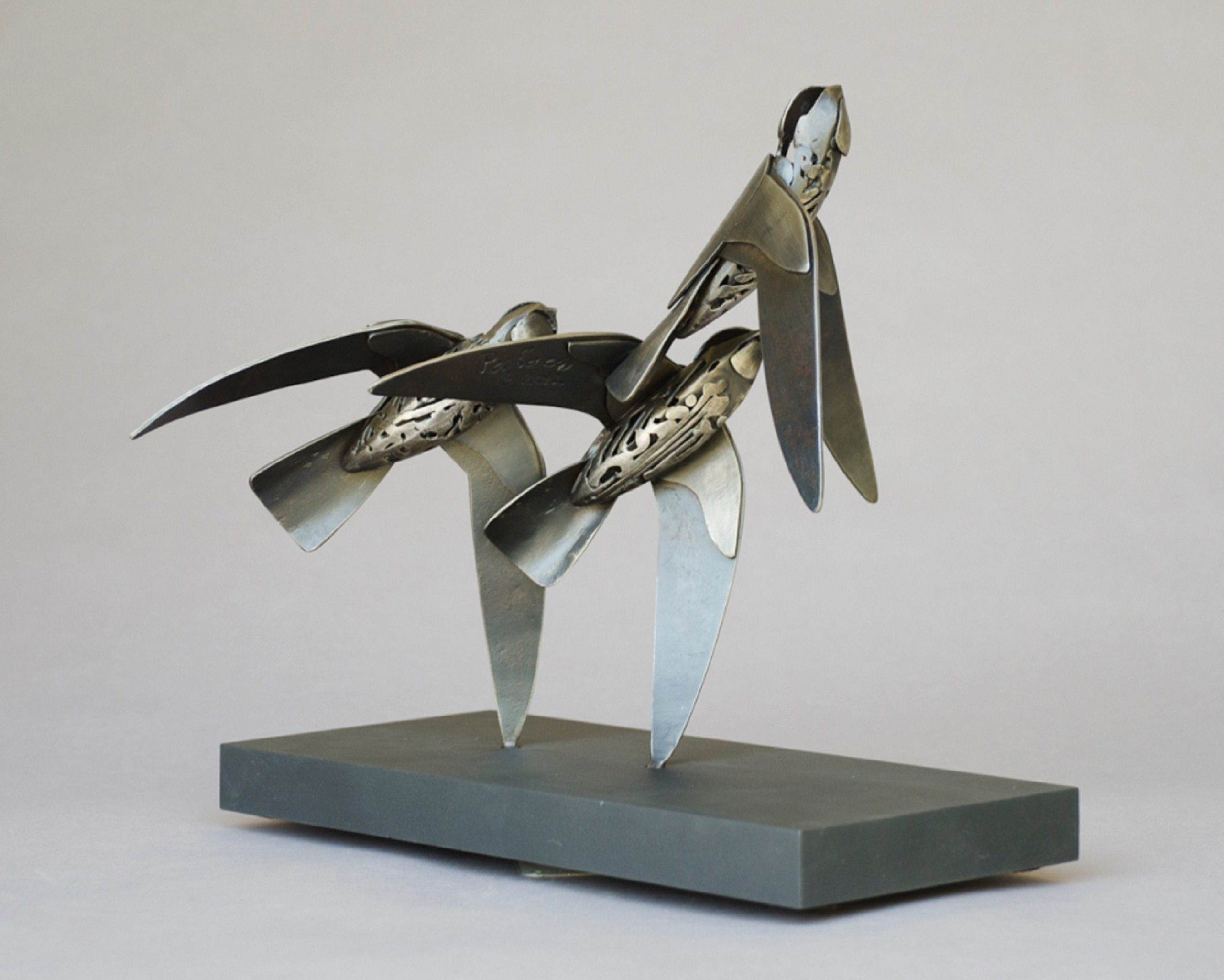 
		                					Les Perhacs  		                																	
																											<i>Swallows,</i>  
																																																					fabricated steel, 
																																								 9 1/2 x 10 5/8 x 9 5/8 inches 
																								
		                				