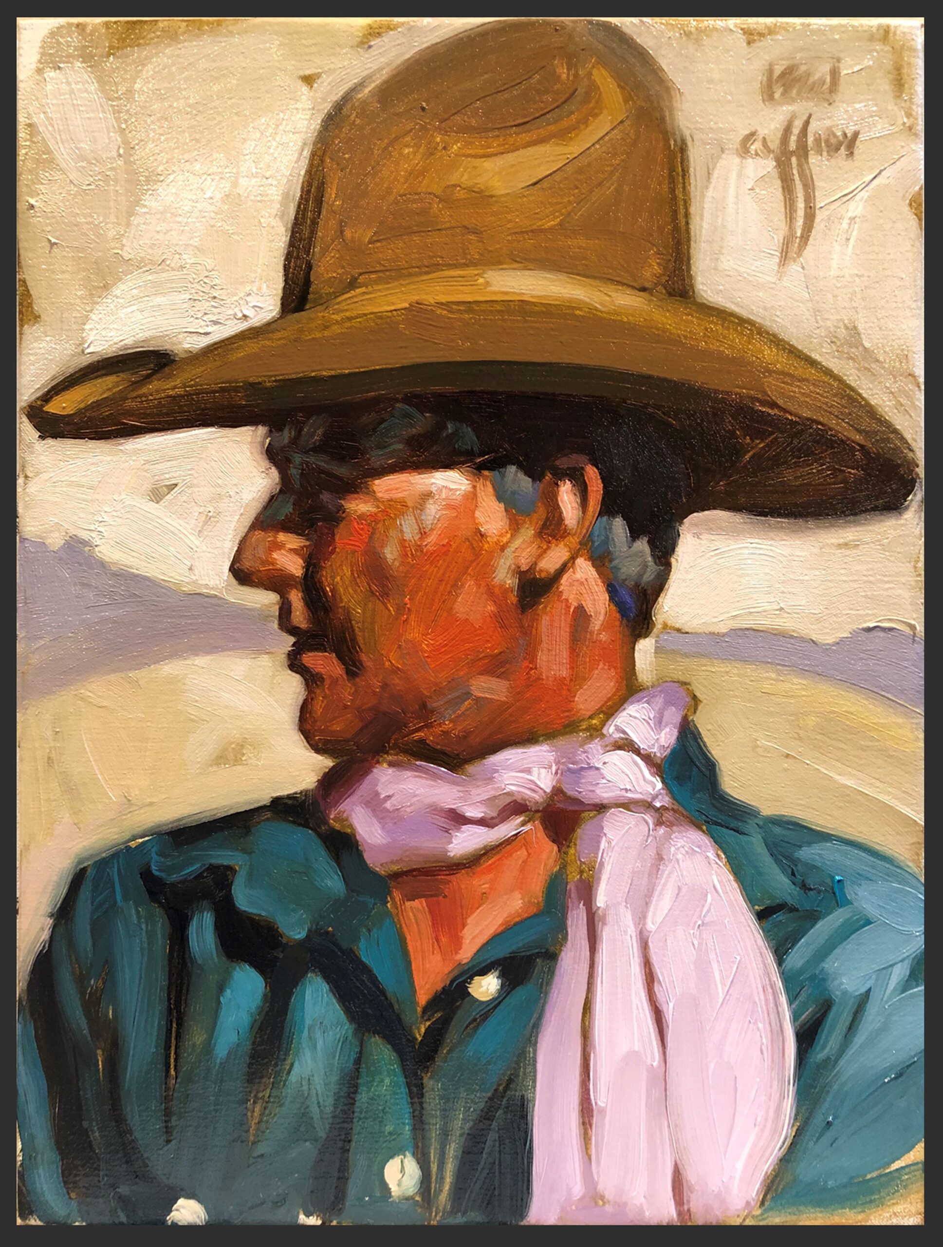 
							

									Michael Cassidy									Arizona Cowhand, Cochise County 									oil on linen<br />
12 x 9 inches									


							
