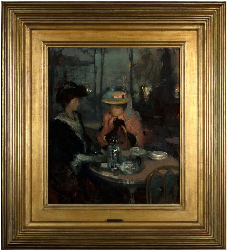 Richard E. Miller, Tea-Time, ca. 1905, oil on canvas, 21 1/2 x 18 inches