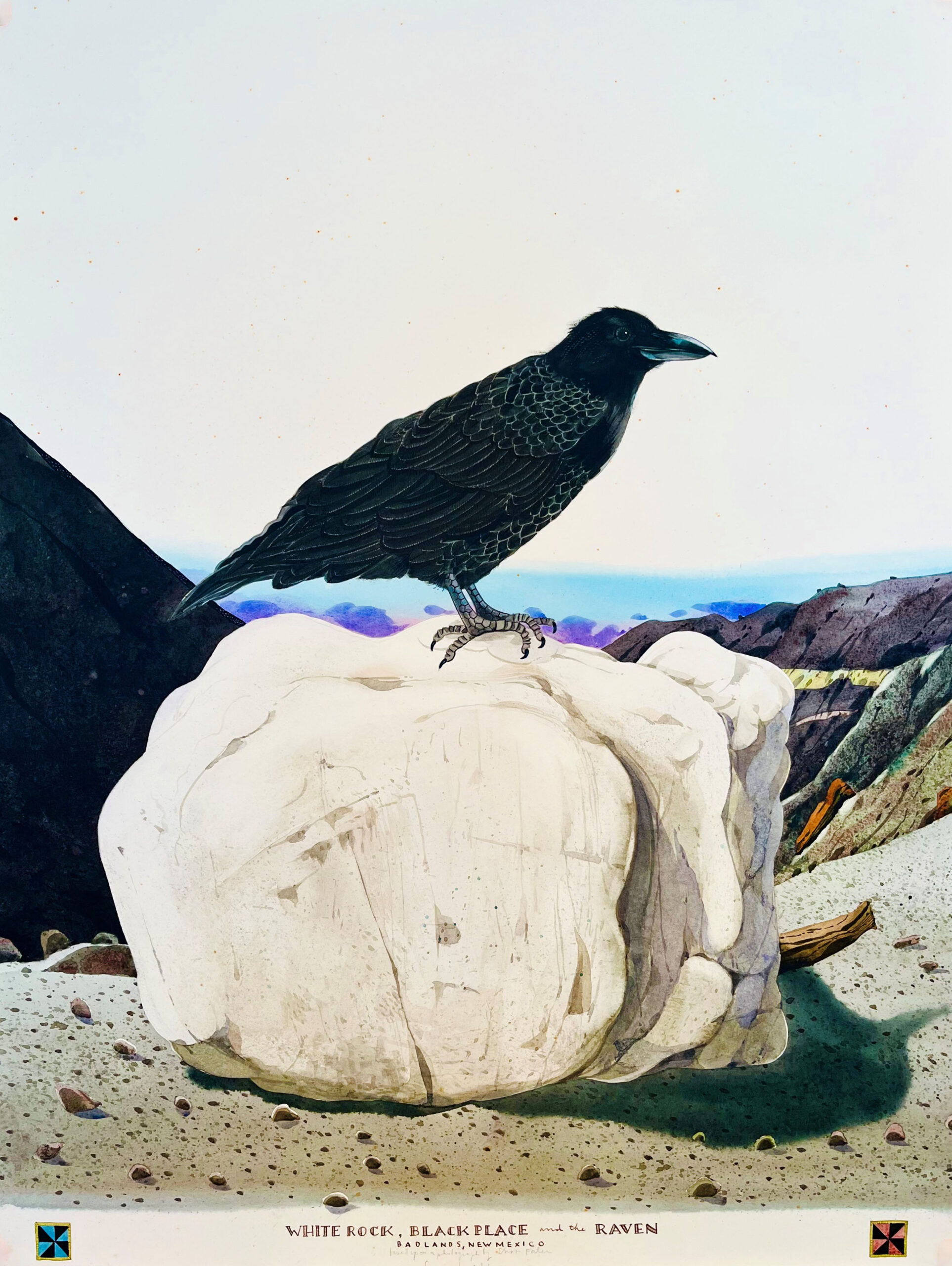 
							

									Scott Kelley									White Rock, Black Place and the Raven 									watercolor, gouache and graphite on paper<br />
40 x 30 inches									


							