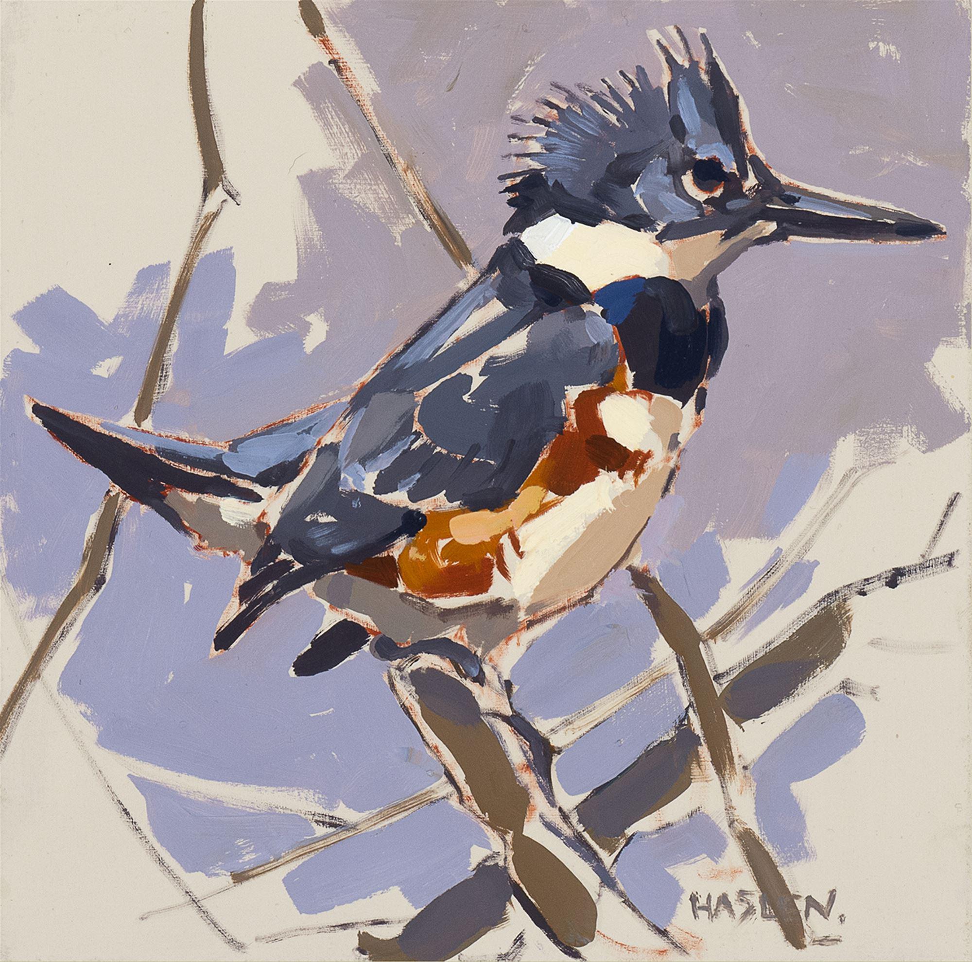 
		                					Andrew Haslen		                																	
																											<i>Belted Kingfisher Study 1,</i>  
																																																					oil on board, 
																																								11 3/4 x 11 3/4 inches 
																								
		                				