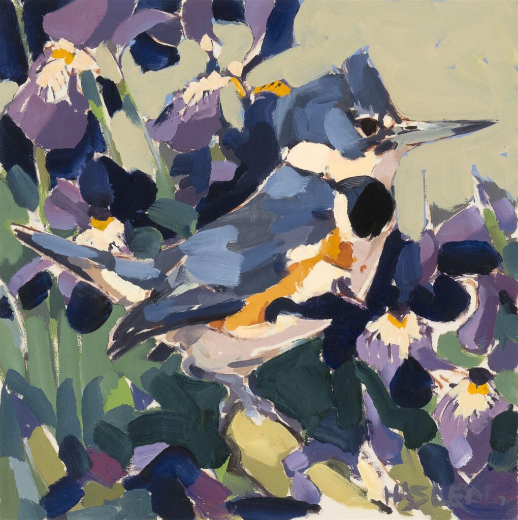 Andrew Haslen, Kingfisher Patterns, oil on board, 11 3/4 x 11 1/2 inches