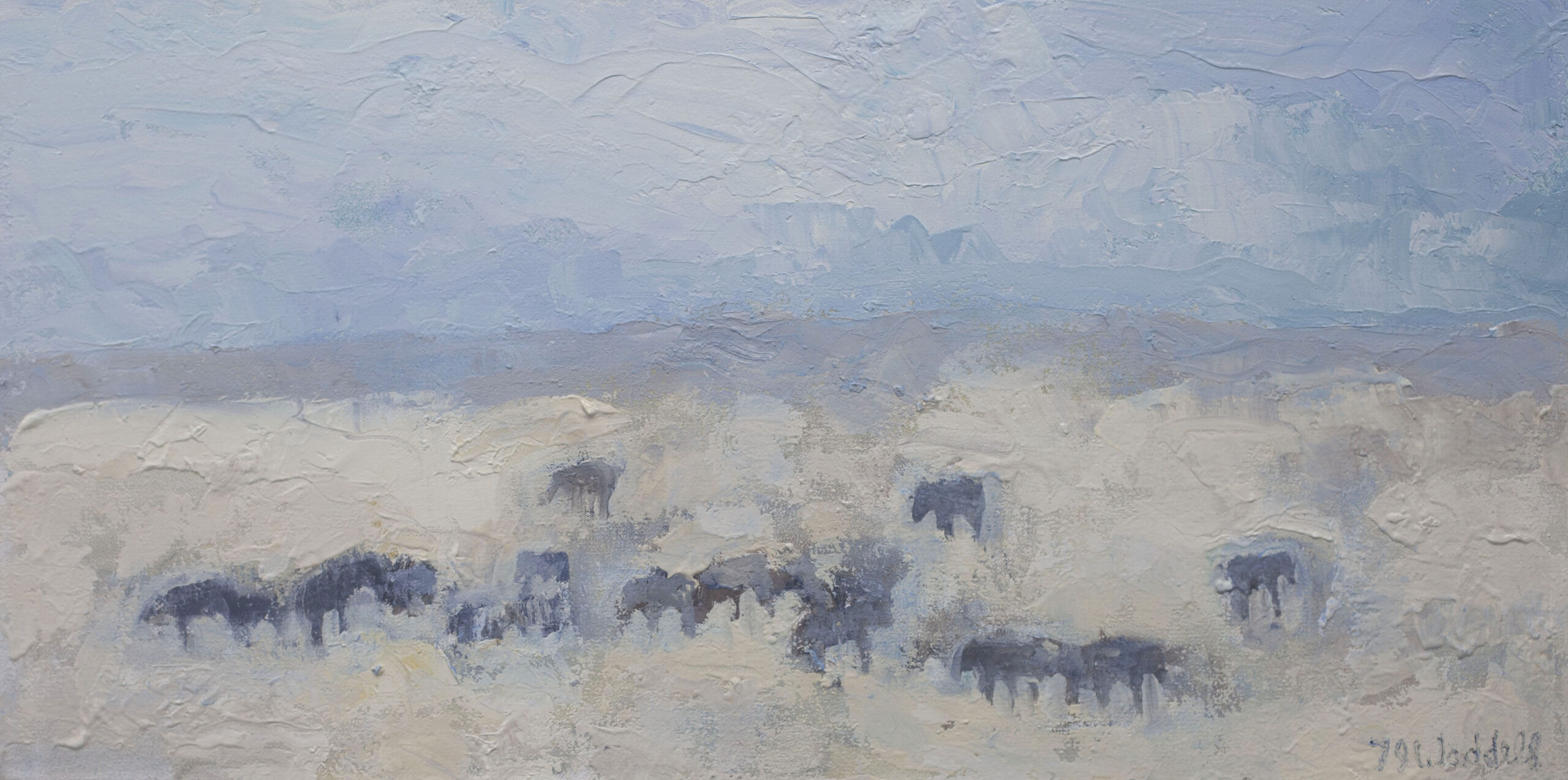 
							

									Theodore Waddell									Lewistown Horses #3 									oil and encaustic on canvas<br />
18 x 36 inches									


							