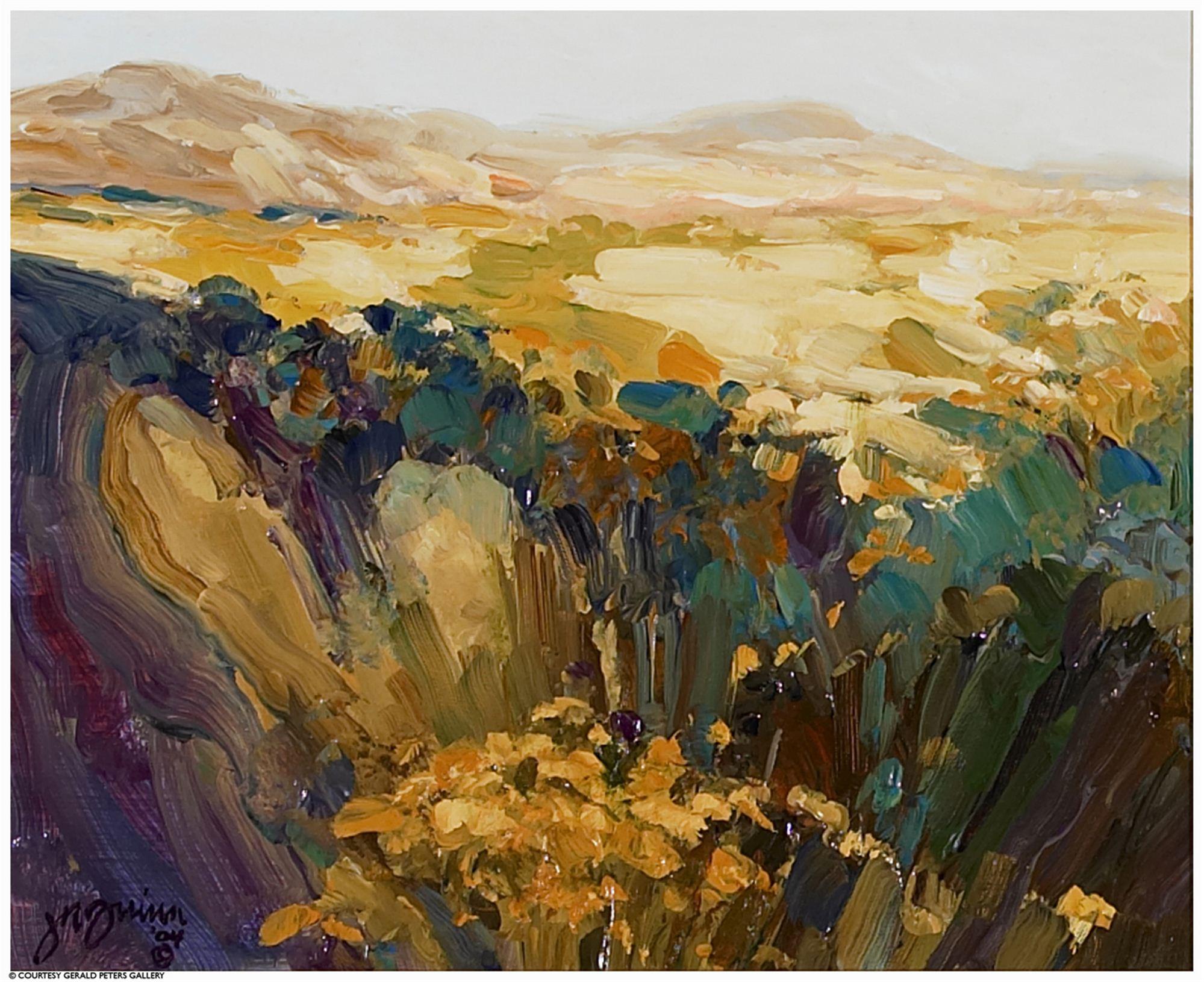 
							

									Jeri Nichols Quinn									Canyon Chamisa 									oil on board<br />
6 3/4 x 8 1/2 inches									


							
