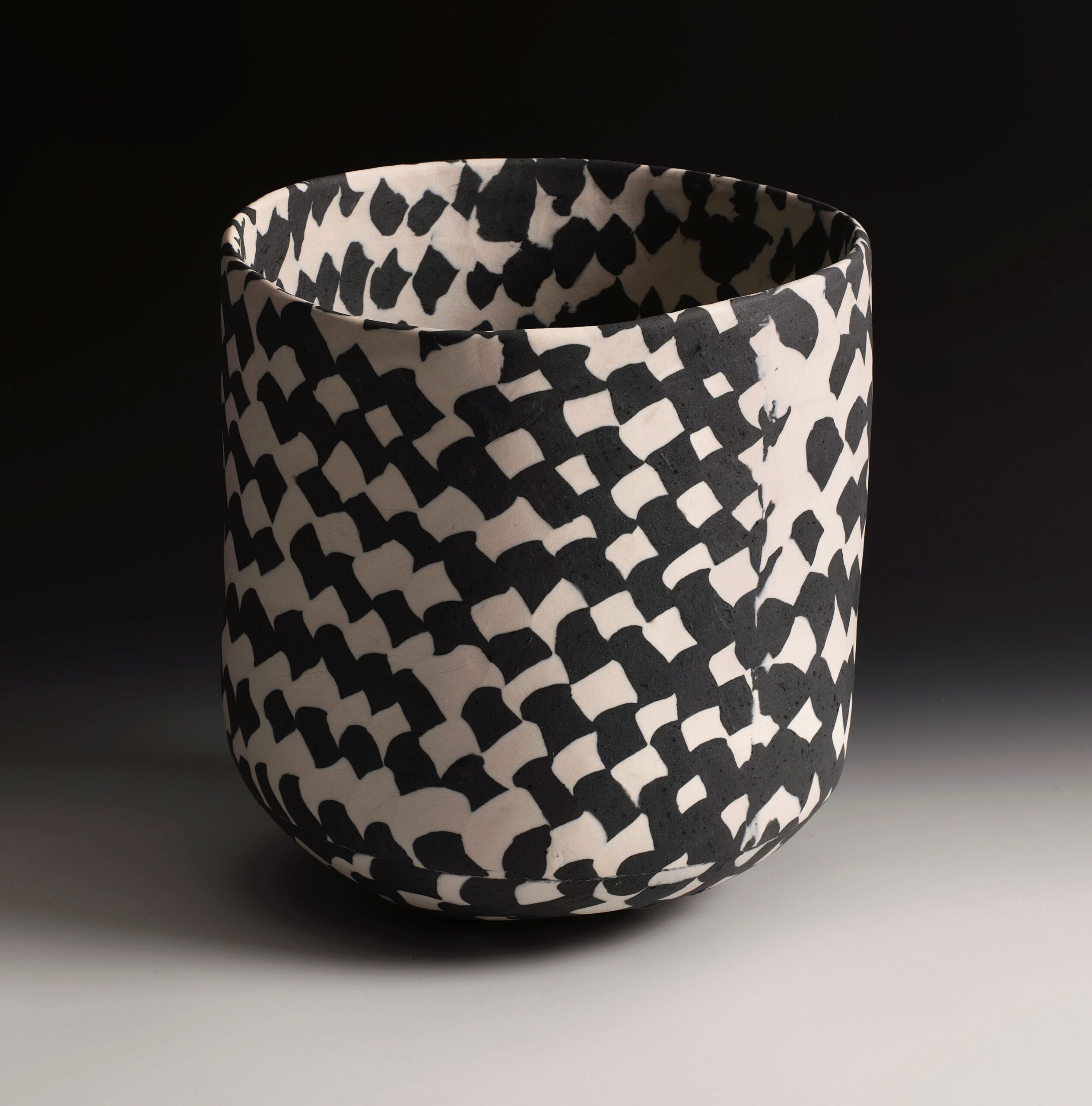 
							

									Lorraine Shemesh									Black & White Checked Nerikomi Vessel 2021									porcelain<br />
10 3/4 x 9 5/8 x 9 inches									


							