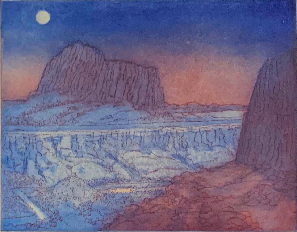 
							

									James McElhinney									Desert Nocturne 									etching with aquatint on paper<br />
7 x 9 inches									


							