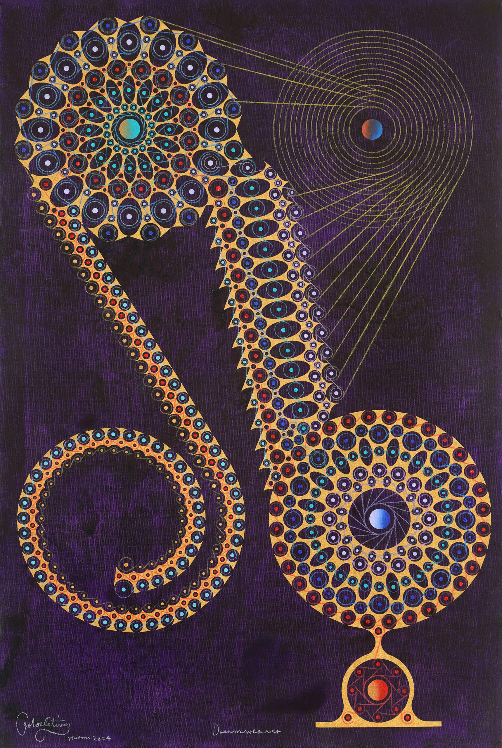 
							

									Carlos Estevez									Dreamweaver 2024									oil and watercolor pencil on canvas<br />
36 x 24 inches									


							