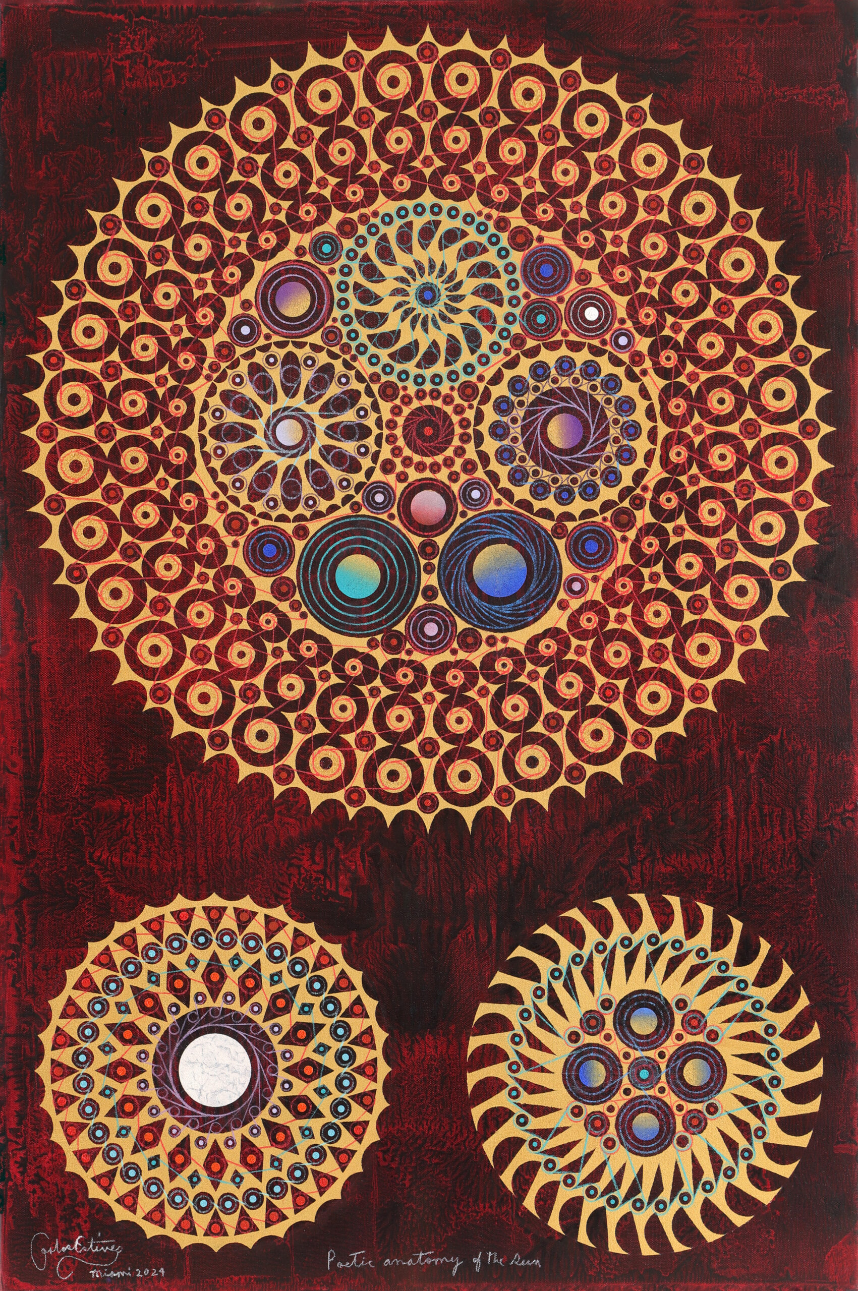 
							

									Carlos Estevez									Poetic Anatomy of the Sun 2024									oil and watercolor pencil on canvas<br />
36 x 24 inches									


							