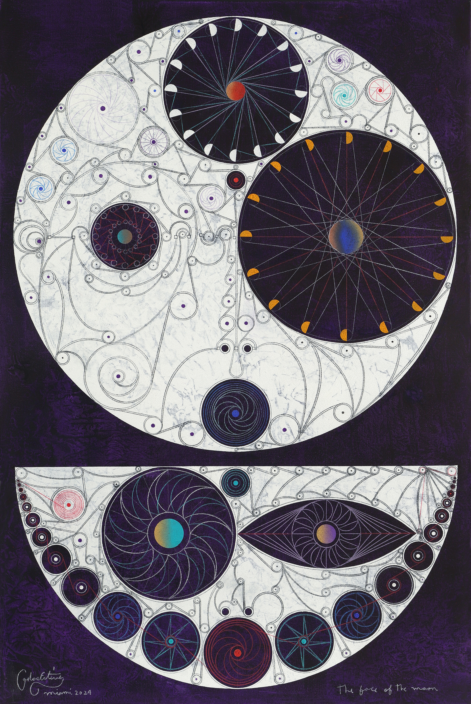 
							

									Carlos Estevez									The Face of the Moon 2024									oil and watercolor pencil on canvas<br />
36 x 24 inches									


							
