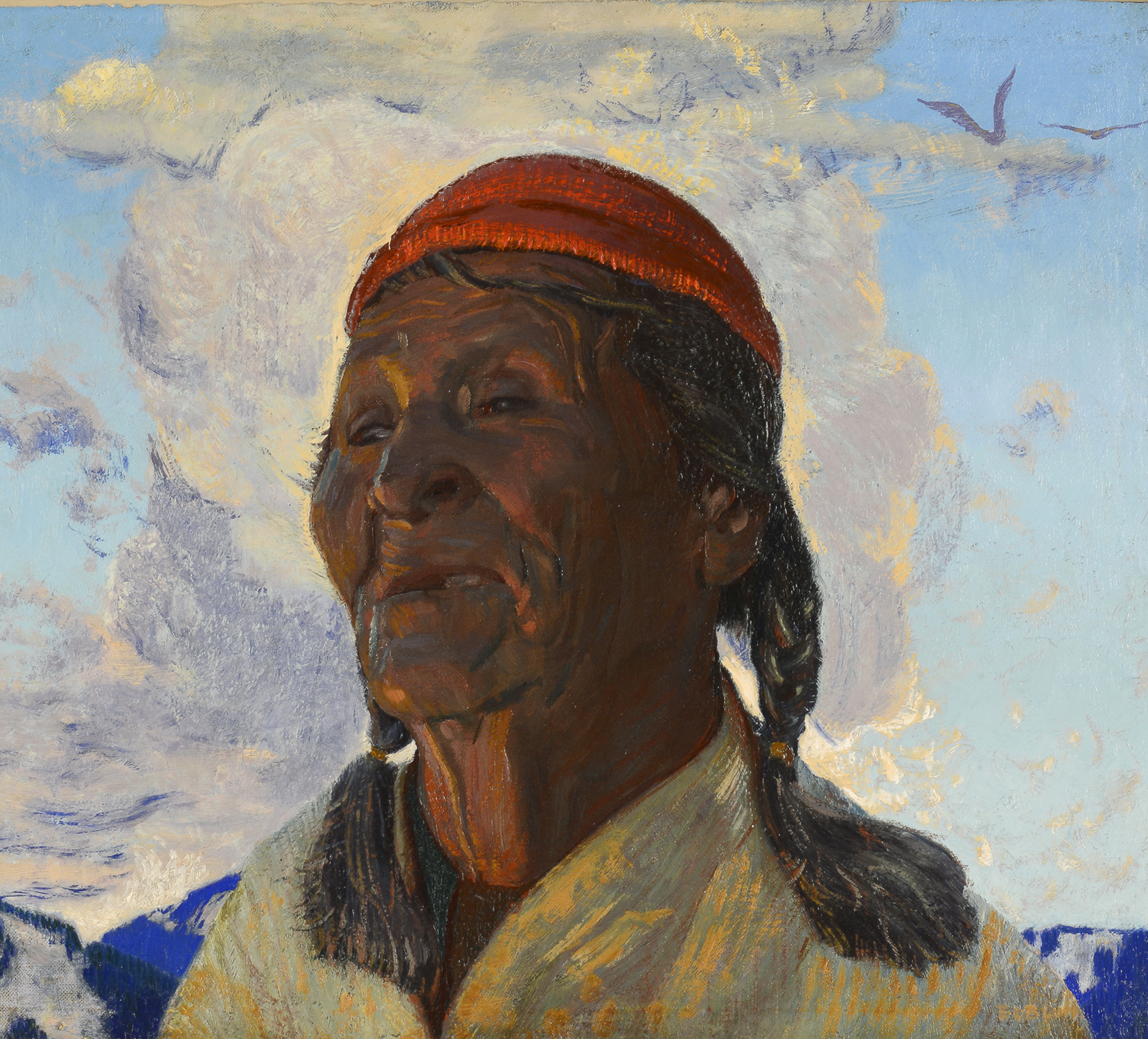 
							

									Ernest L. Blumenschein									Old Taos Indian 									oil on canvas panel<br />
17 1/4 x 19 1/4 inches									


							