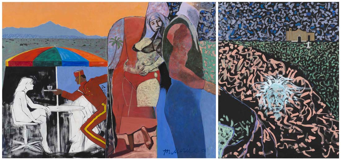 
		                					Maurice Burns		                																	
																											<i>Galisteo Fantasy (diptych),</i>  
																																								1989-1993, 
																																								oil on canvas, 
																																								 56 x 119 1/4 inches 
																								
		                				