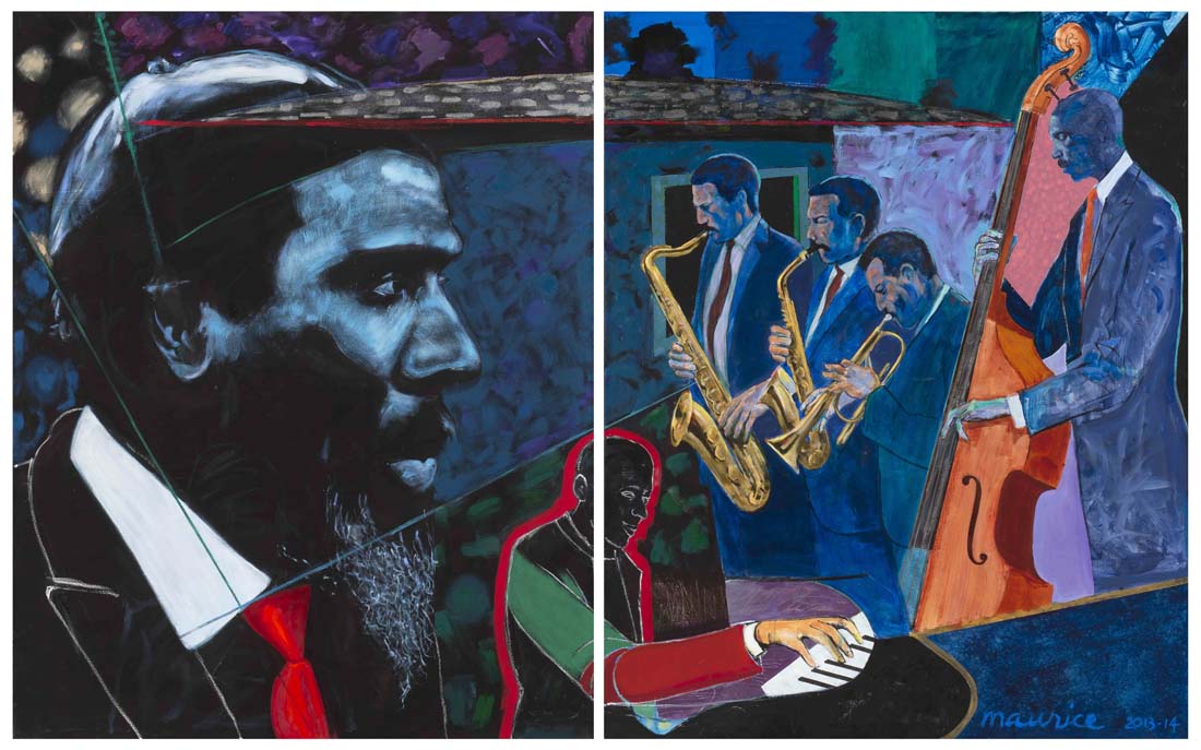 
		                					Maurice Burns		                																	
																											<i>Monk's Mood (diptych),</i>  
																																								2013-2014, 
																																								oil on canvas, 
																																								 60 x 96 inches 
																								
		                				