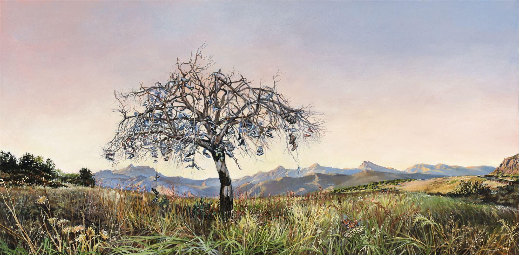
		                					Don Stinson		                																	
																											<i>Tonto Basin Shoe-Tree: A Shift in Migratory Patterns,</i>  
																																								2016, 
																																								oil on linen, 
																																								38 x 46 x 2 inches 
																								
		                				