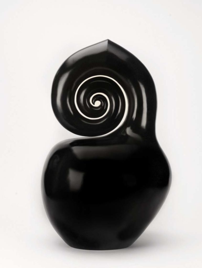 black abstract bronze sculpture by Christine McHorse