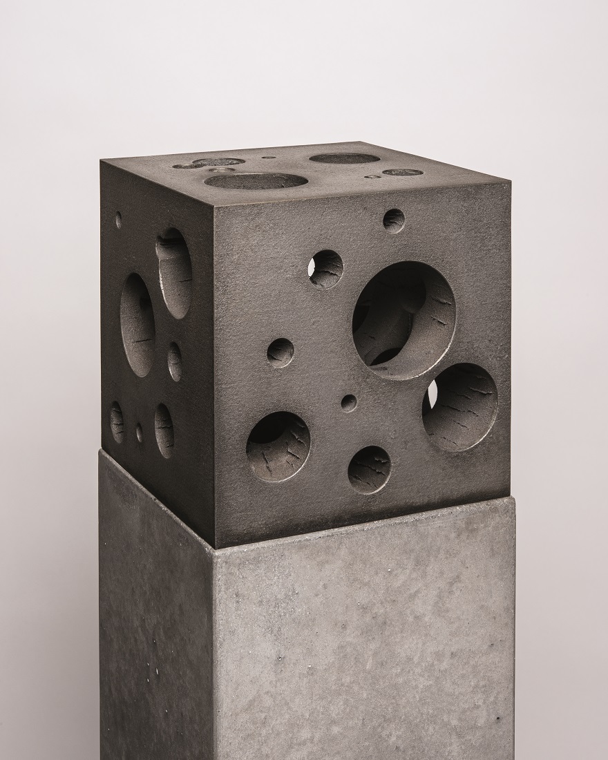 
		                					Tom Joyce		                																	
																											<i>Core Negative II,</i>  
																																								2013-2015, 
																																								cast iron (alloy made with steel fillings from projects 1977-2013), 
																																								10 x 10 x 10 inches (with concrete base, 46 inches) 
																								
		                				