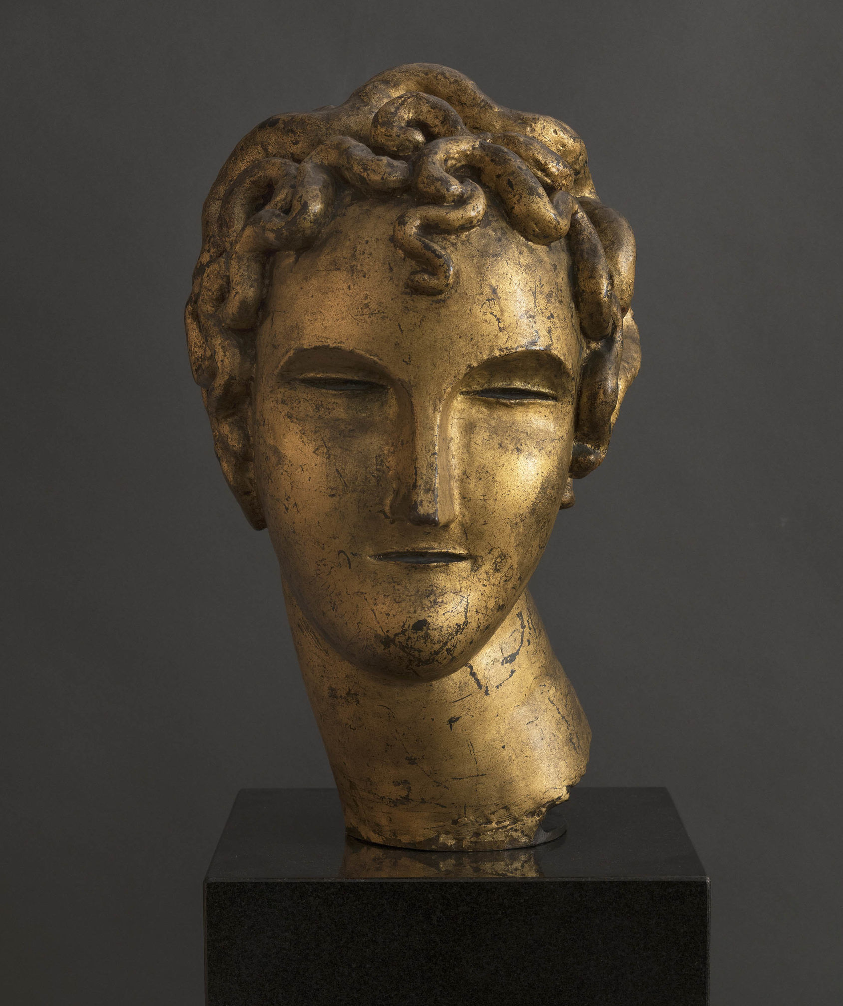 
							

									Elie Nadelman									Head of a Boy ca. 1912–1913									Gilt bronze, 16 1/2 inches high									


							